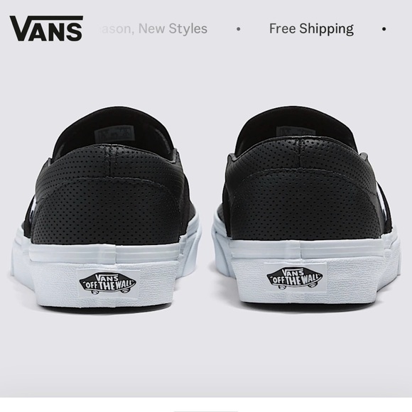 Vans Black Leather Classic Slip-On - Picture 3 of 8